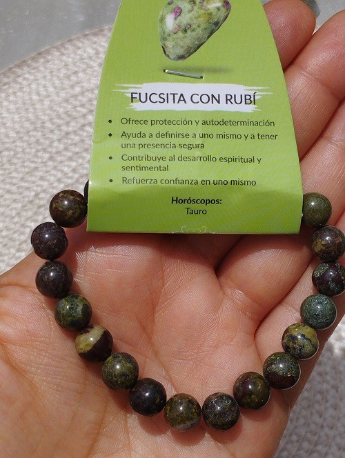 PULSERA FUCSITA CON RUBÍ 8 MM