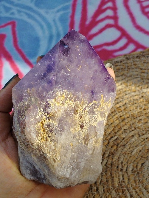 PUNTA MAESTRA ARCOIRIS DE AMATISTA SEMIPULIDA MOD.3