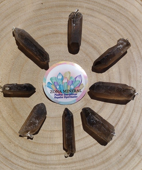 COLGANTE PUNTA NATURAL DE CUARZO AHUMADO