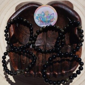 PULSERA DE OBSIDIANA DORADA CALIDAD EXTRA 8 MM