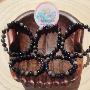 PULSERA DE OBSIDIANA PLATEADA CALIDAD EXTRA 8 MM