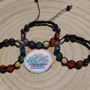 PULSERA REGULABLE 7 CHAKRAS Y HEMATITE 10mm