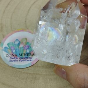 PUNTA MAESTRA ARCOIRIS DE CUARZO BLANCO PULIDA