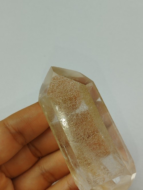 PUNTA BITERMINADA DE CUARZO HEMATOIDE