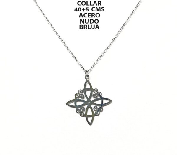 COLGANTE NUDO DE BRUJA Y CADENA ACERO INOXIDABLE
