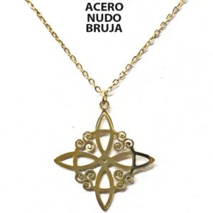 COLGANTE NUDO DE BRUJA Y CADENA ACERO INOXIDABLE DORADO