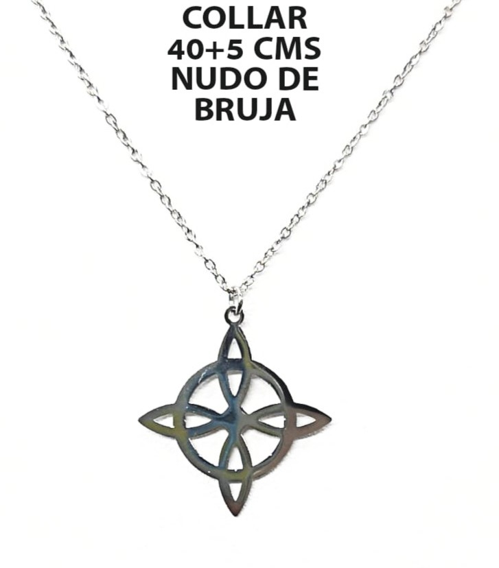 COLGANTE NUDO DE BRUJA Y CADENA ACERO INOXIDABLE