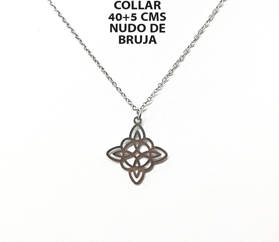 COLGANTE NUDO DE BRUJA Y CADENA ACERO INOXIDABLE