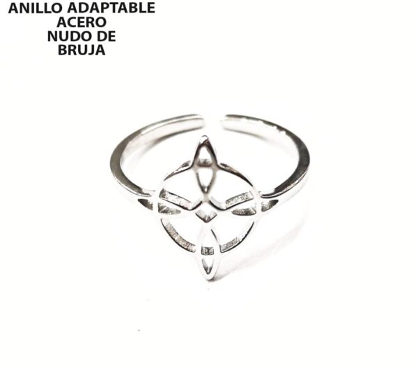 ANILLO ADAPTABLE NUDO DE BRUJA ACERO INOXIDABLE