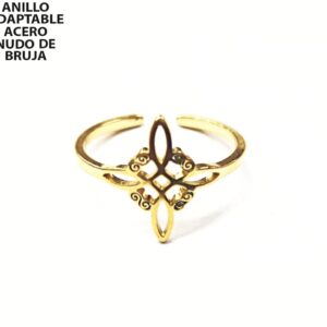 ANILLO ADAPTABLE NUDO DE BRUJA ACERO INOXIDABLE DORADO