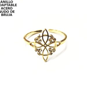 ANILLO ADAPTABLE NUDO DE BRUJA ACERO INOXIDABLE DORADO