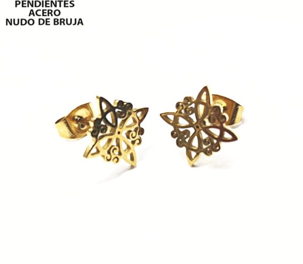 PENDIENTES NUDO DE BRUJA ACERO INOXIDABLE DORADO
