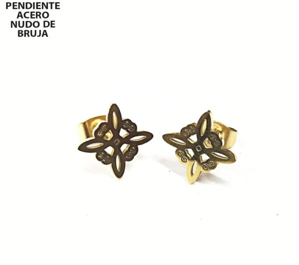 PENDIENTES NUDO DE BRUJA ACERO INOXIDABLE DORADO
