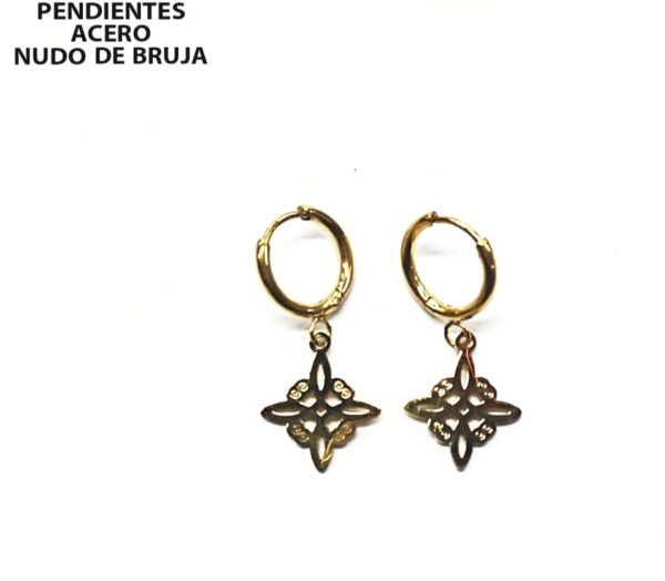 PENDIENTES NUDO DE BRUJA ACERO INOXIDABLE DORADO