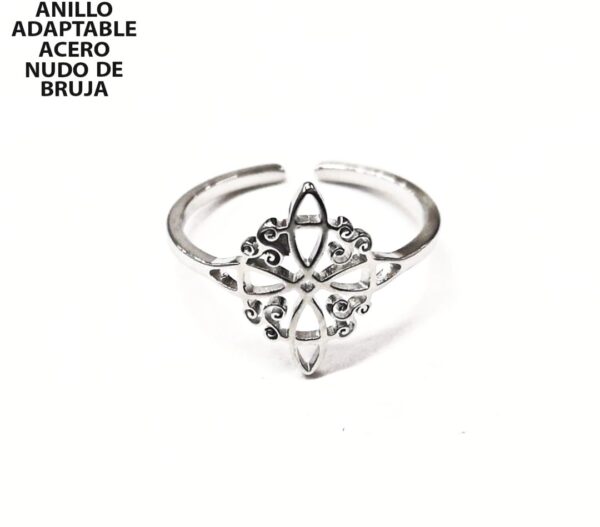 ANILLO ADAPTABLE NUDO DE BRUJA ACERO INOXIDABLE