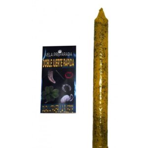 VELA PREPARADA DOBLE SUERTE RÁPIDA ESOTÉRICA 19 CM X 2 CM