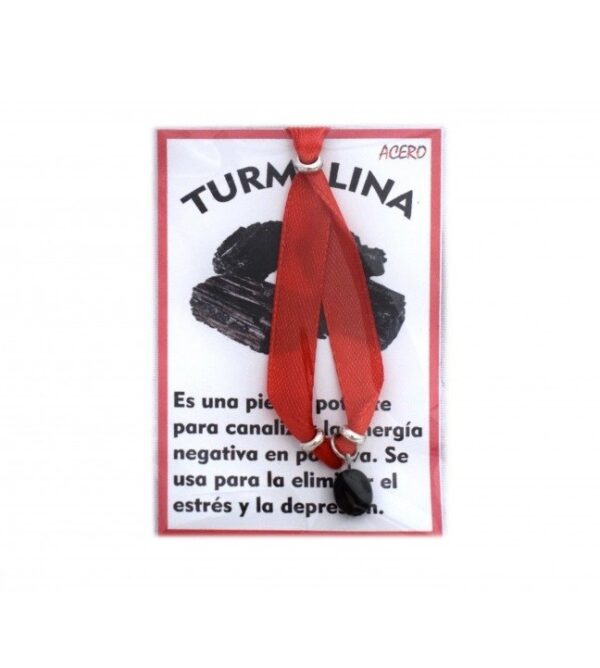 PULSERA LAZO ROJO Y TURMALINA PULIDA