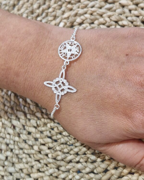 PULSERA DOBLE PROTECCION NUDO DE BRUJA Y TETRAGRAMATON